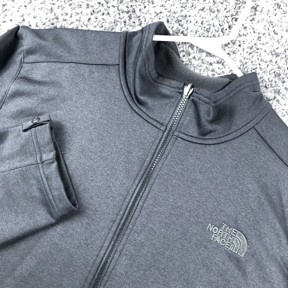 The‎ North Face Jacket Mens XL Gray Fleece Full Zip Stand Collar Hiking Layer
